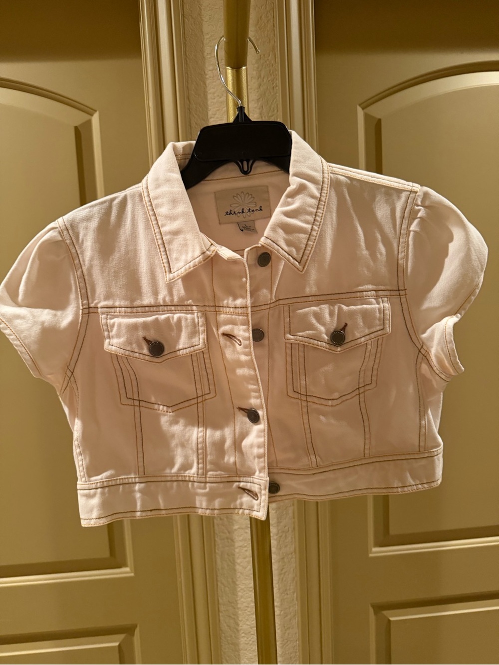 Light Pink Cropped Jean Jacket for Kids by Think Tank